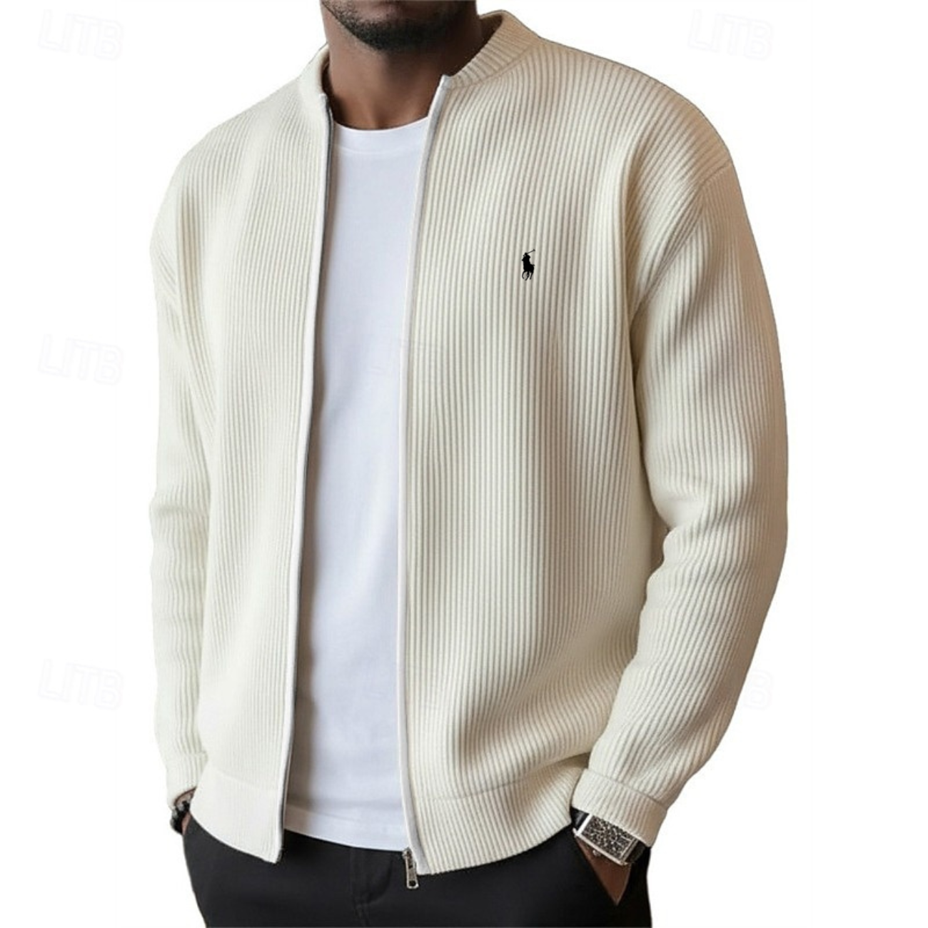 2026 Herrens Ribbade Zip-Up Tröja - Utförsäljning