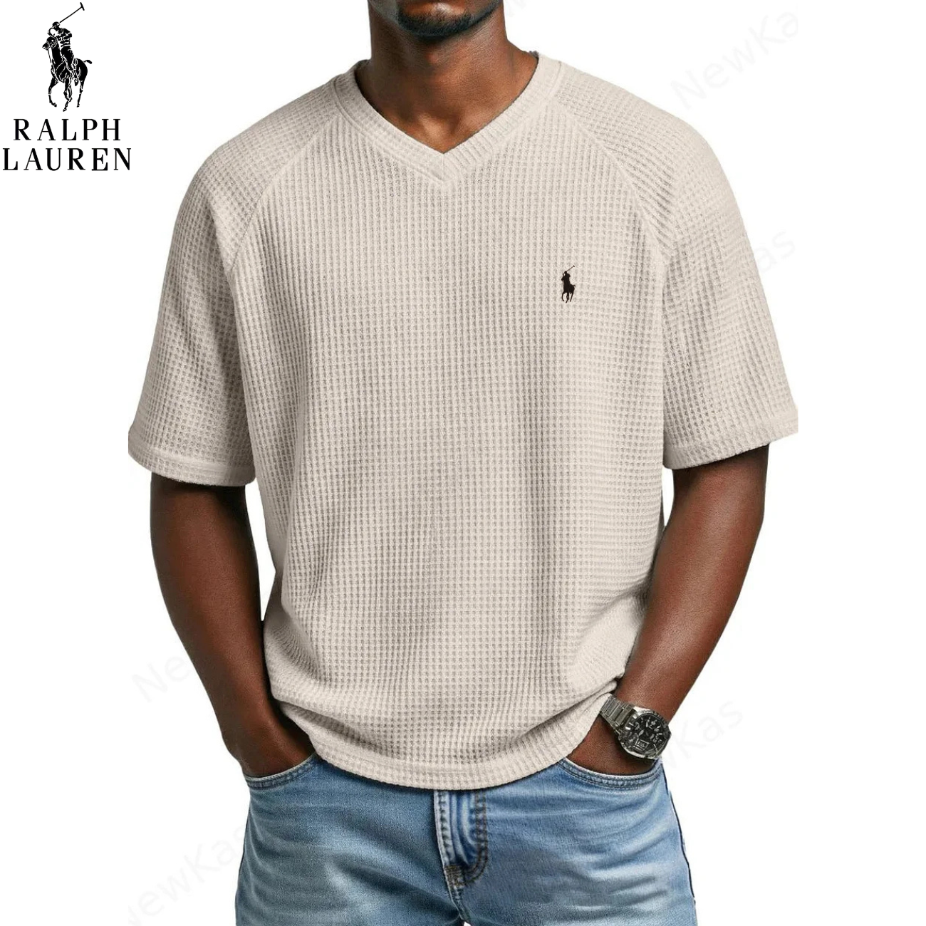 2026 Waffle Stickad V-ringad T-shirt || Utförsäljning