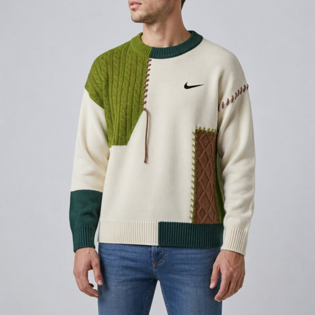 Casual Patchwork Tröja - Utförsäljning