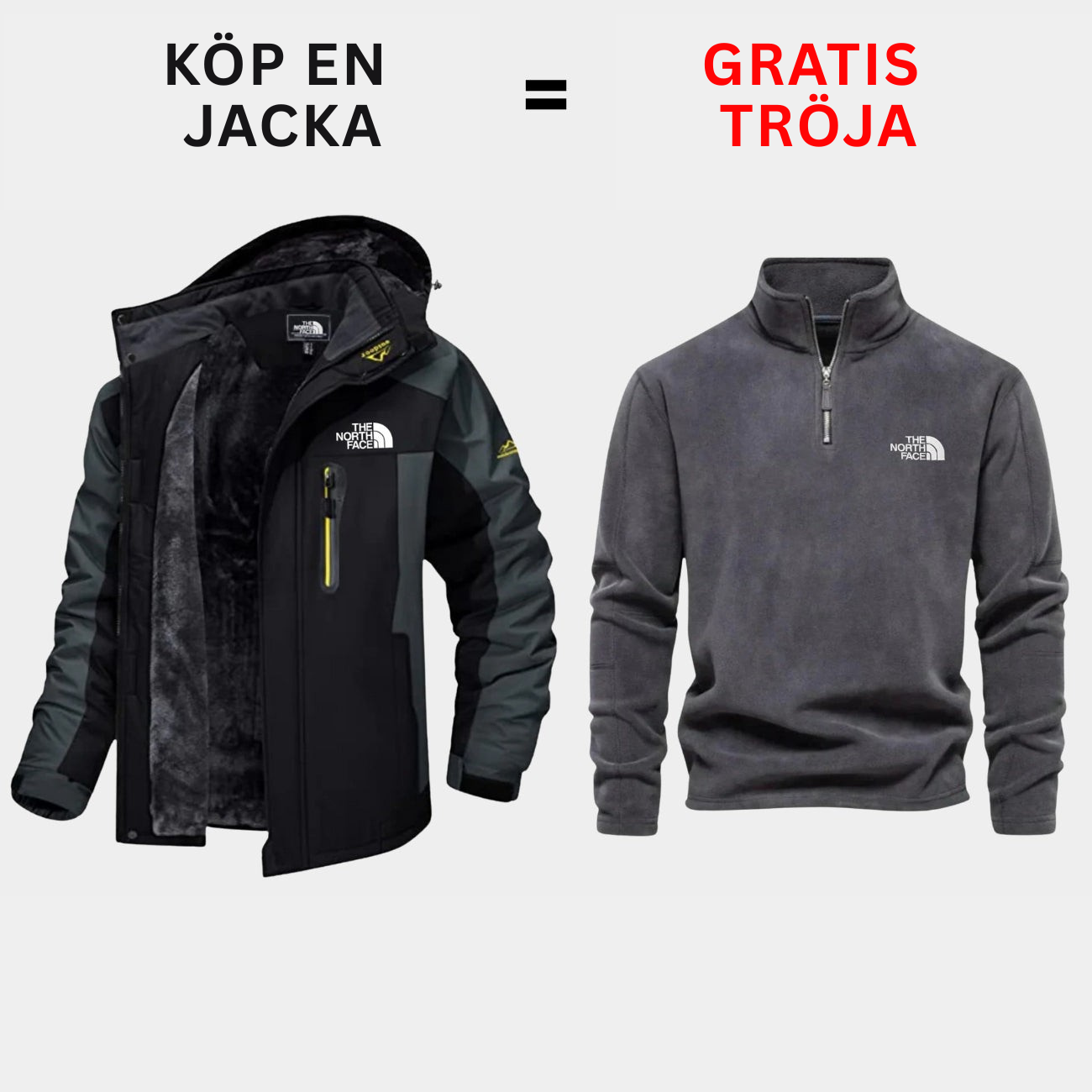 Isolerad utomhusjacka + Gratis tröja — Erbjudande under begränsad tid