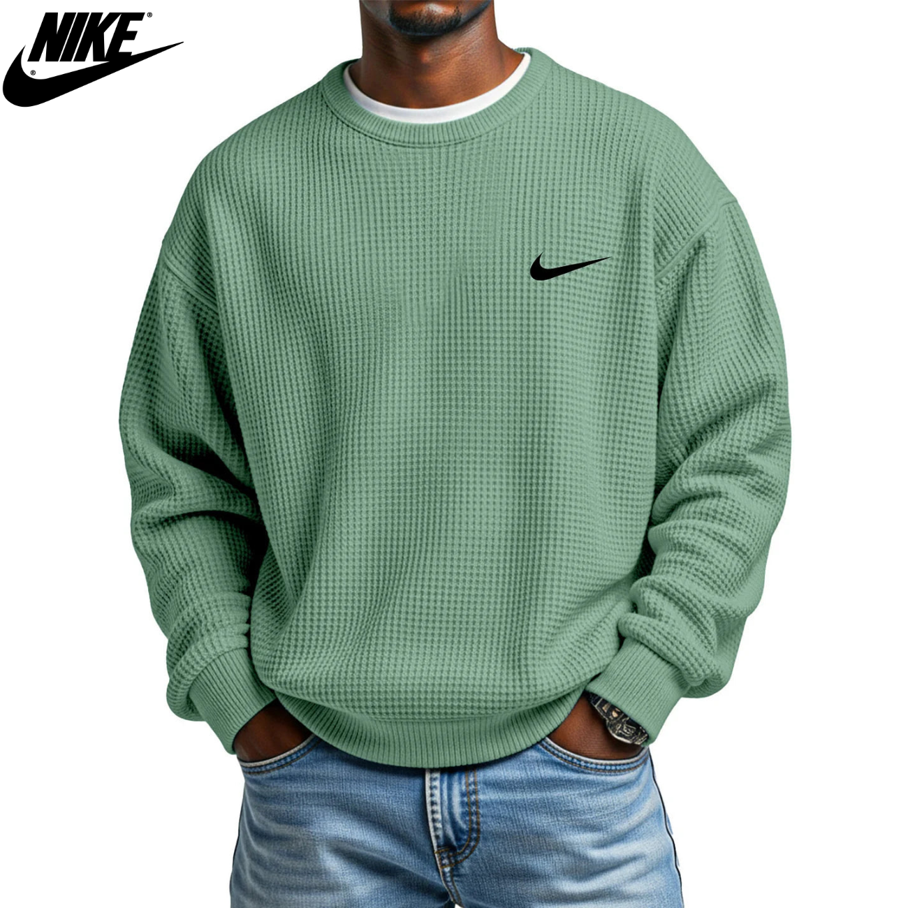 2026 Stickad Crewneck Sweatshirt – Utförsäljning