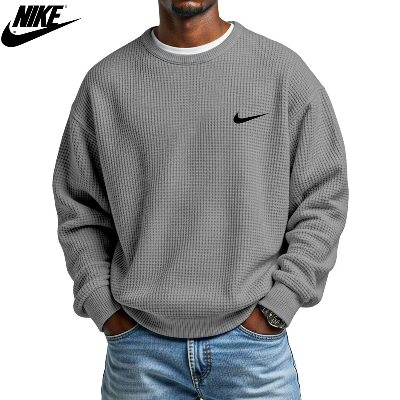 2026 Stickad Crewneck Sweatshirt – Utförsäljning