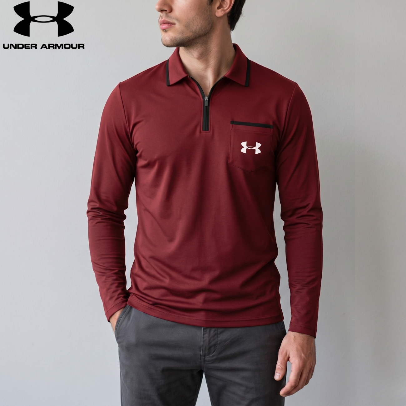 Quarter-Zip Långärmad Polo || Utförsäljning