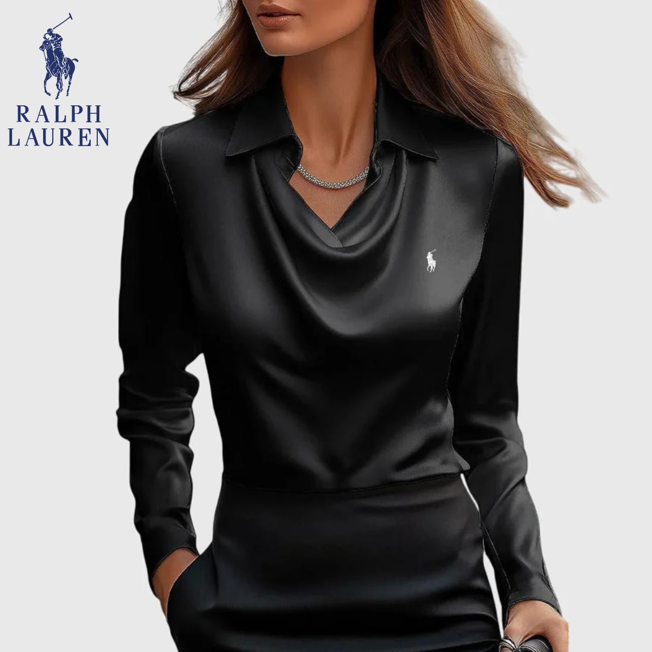 Elegant Satindraperad Blus || Utförsäljning