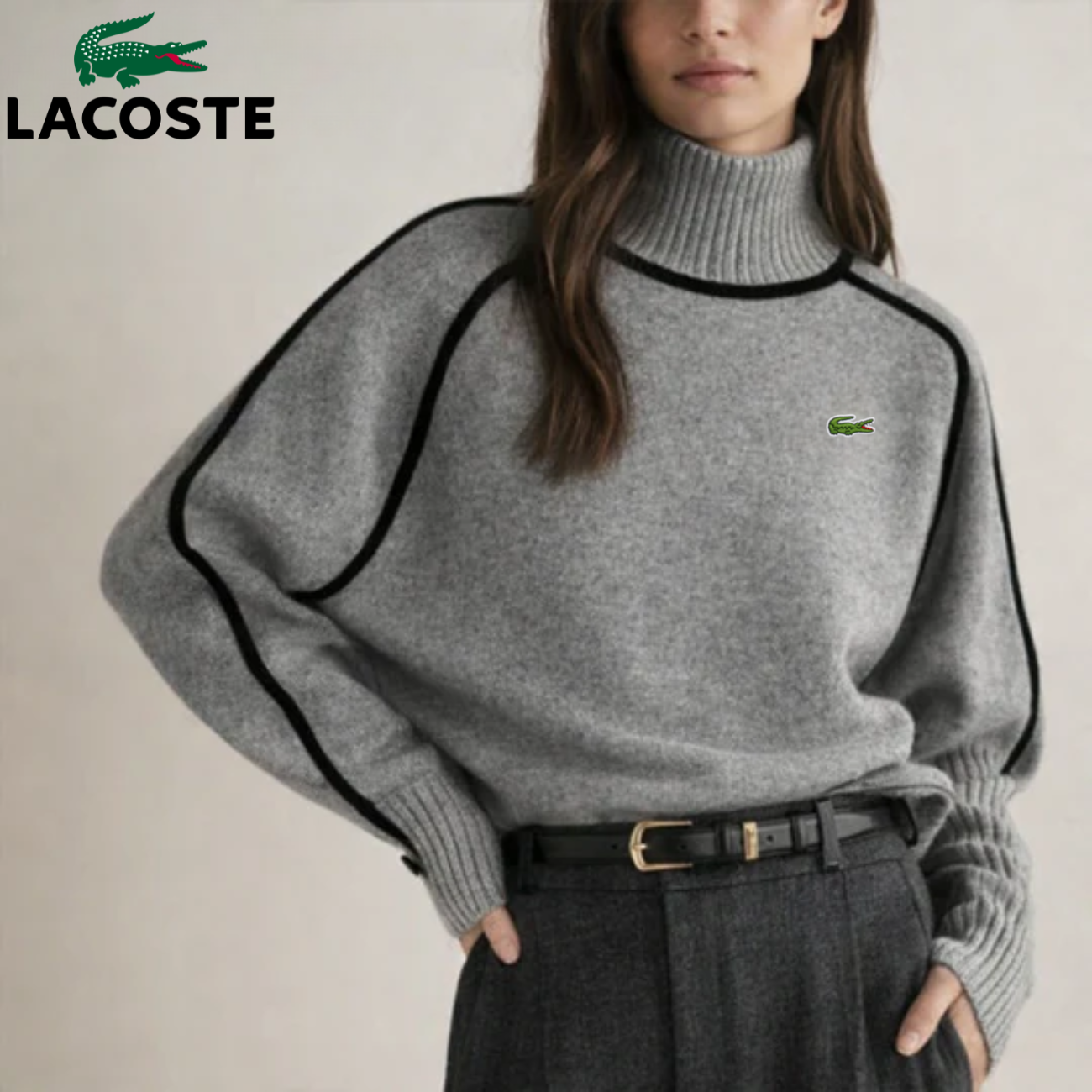 Elegant Kontraststickad Polotröja || Utförsäljning