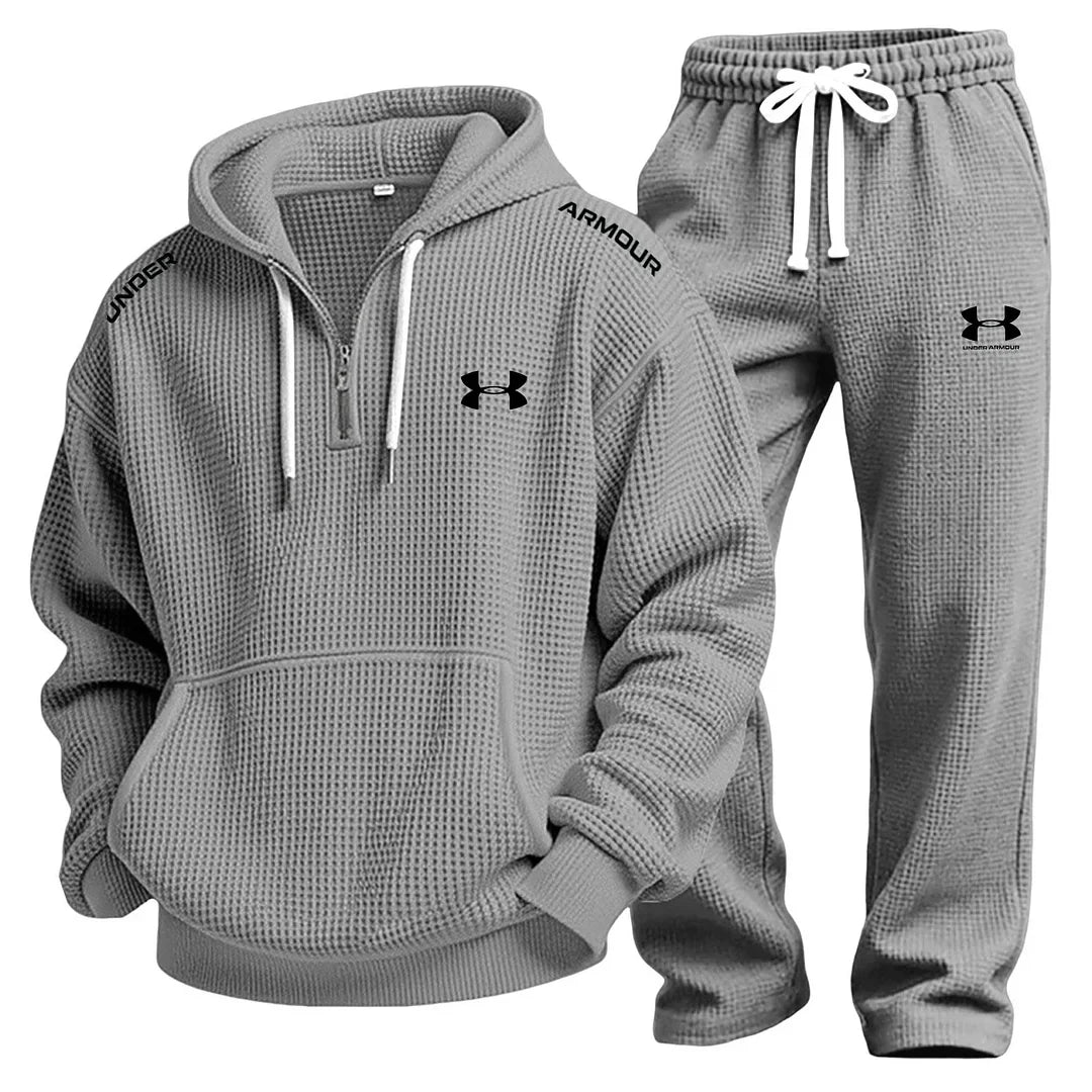 Prestandaset med Våffelstickad Hoodie och Joggingbyxa - Utförsäljning