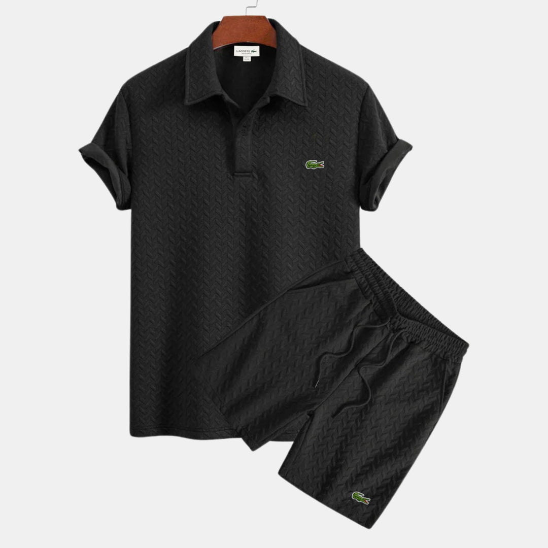 Strukturerad Pikétröja och Shorts Set - UTFÖRSÄLJNING