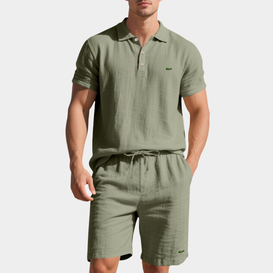 Avslappnad Polo- & Shortsset för Herr - LAGERRRENSNINGSPRIS