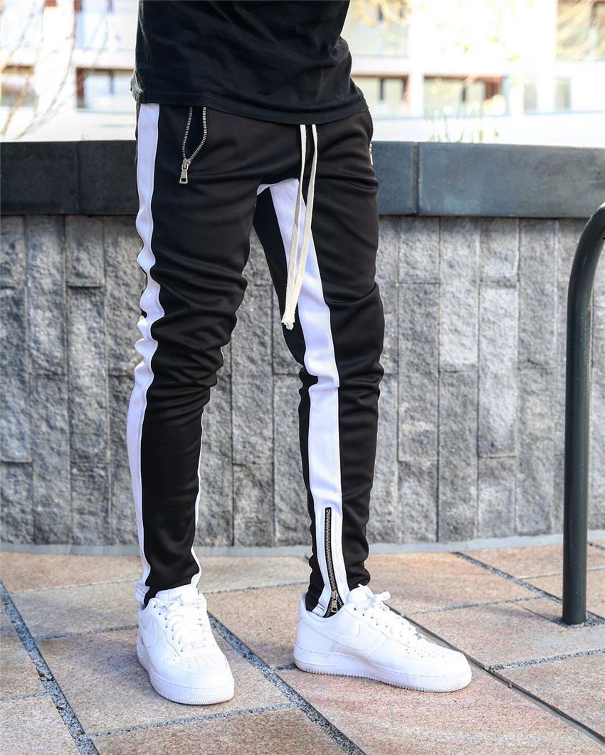 Tvåfärgade Joggingbyxor med Dragkedjor - Streetwearstil