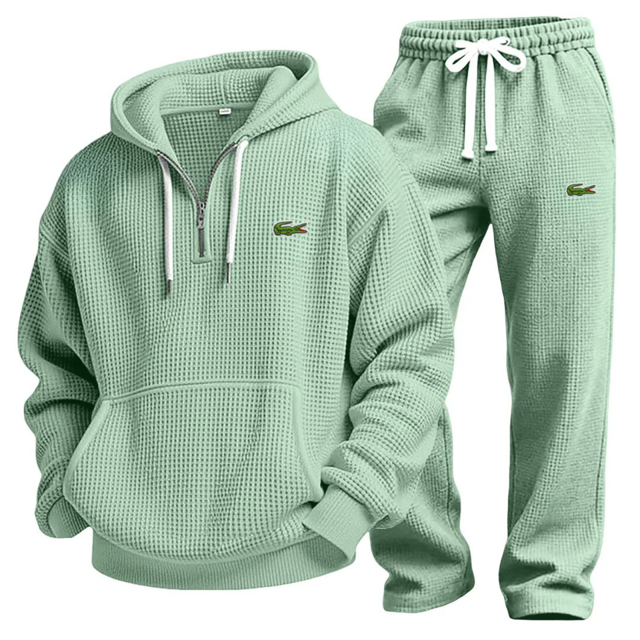 Prestandaset med Våffelstickad Hoodie och Joggingbyxa - Utförsäljning