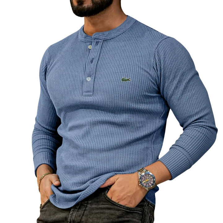 Casual Henley Långärmad Tröja - REA UTGÅENDE VAROR
