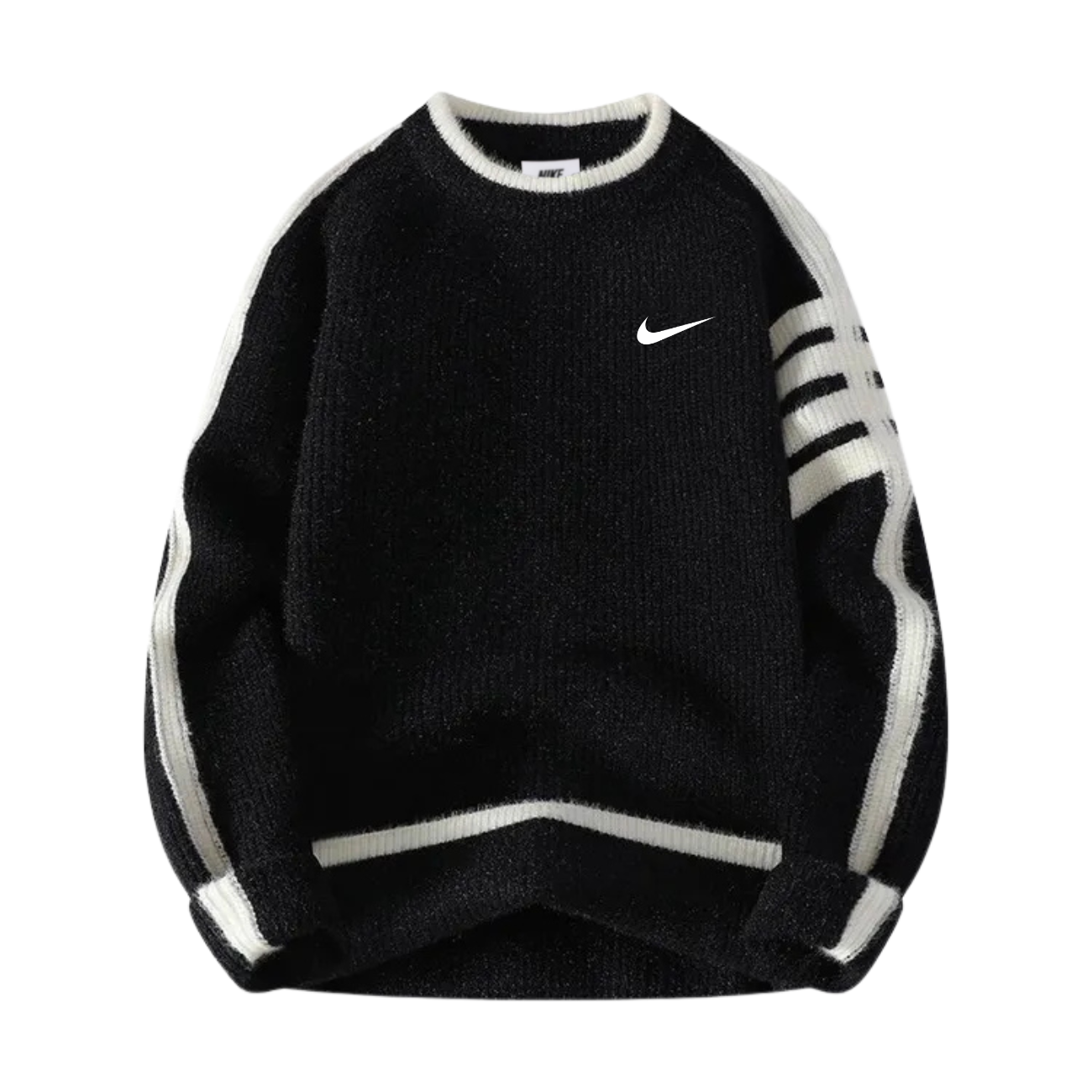 Klassisk Ribbad Crewneck Sweatshirt || Utförsäljning