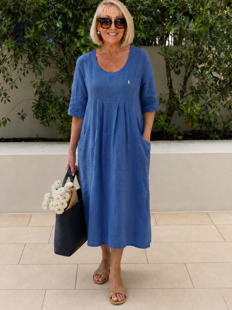 Coastal Linen Veckad Midi - Utförsäljning