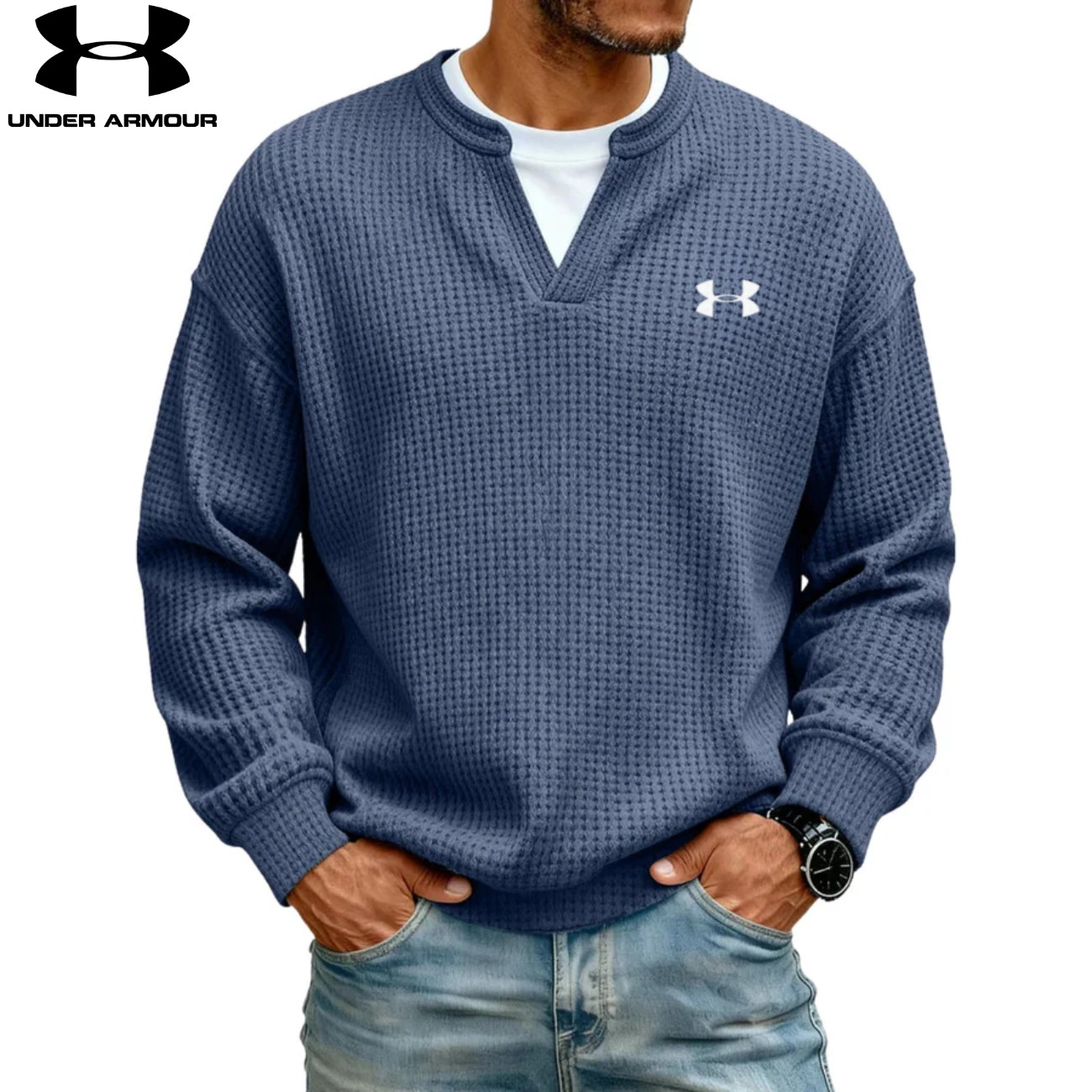 Strukturerad V-ringad Sweatshirt || UTFÖRSÄLJNING