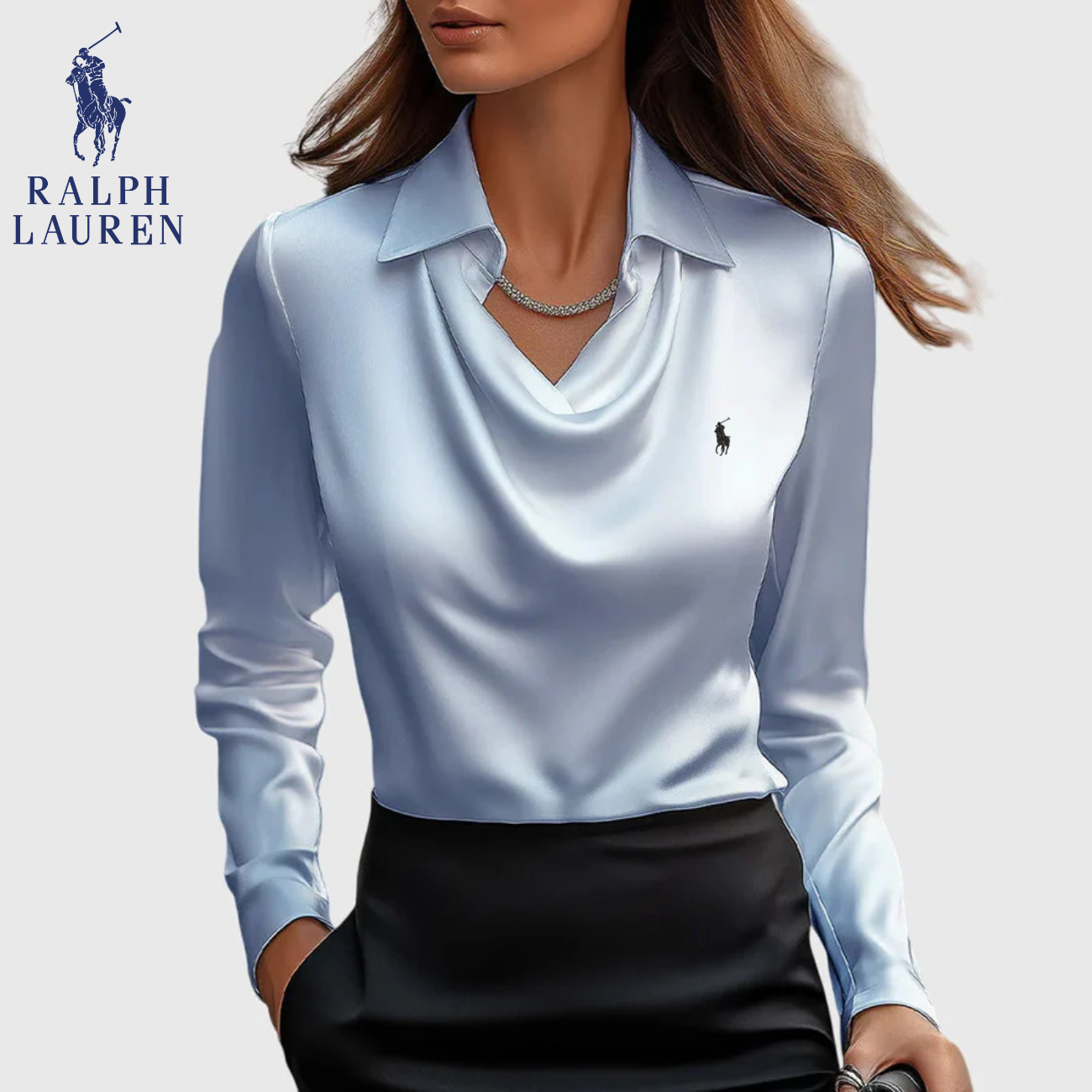 Elegant Satindraperad Blus || Utförsäljning
