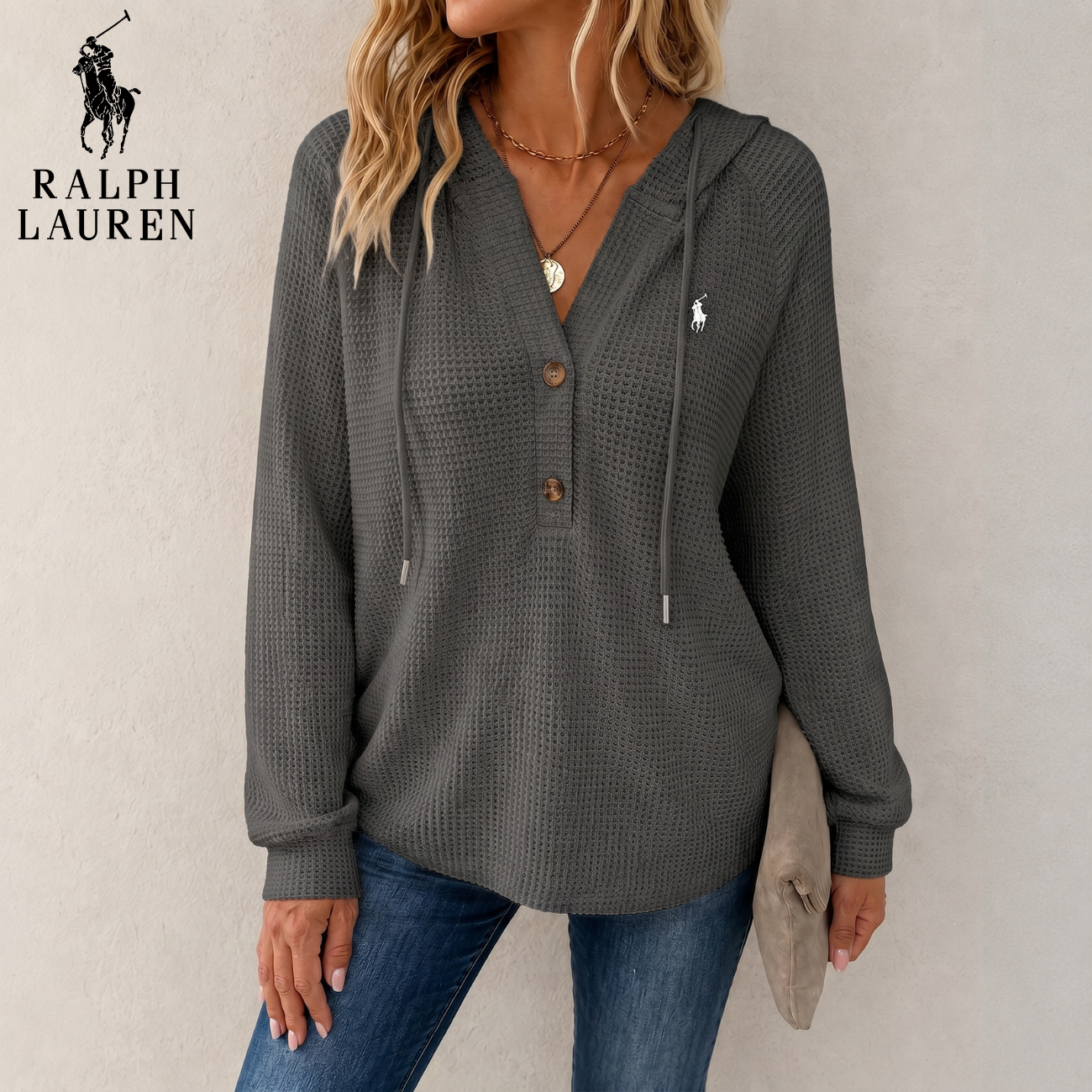 Mysig Vaffelmönstrad Pullover || Utförsäljning