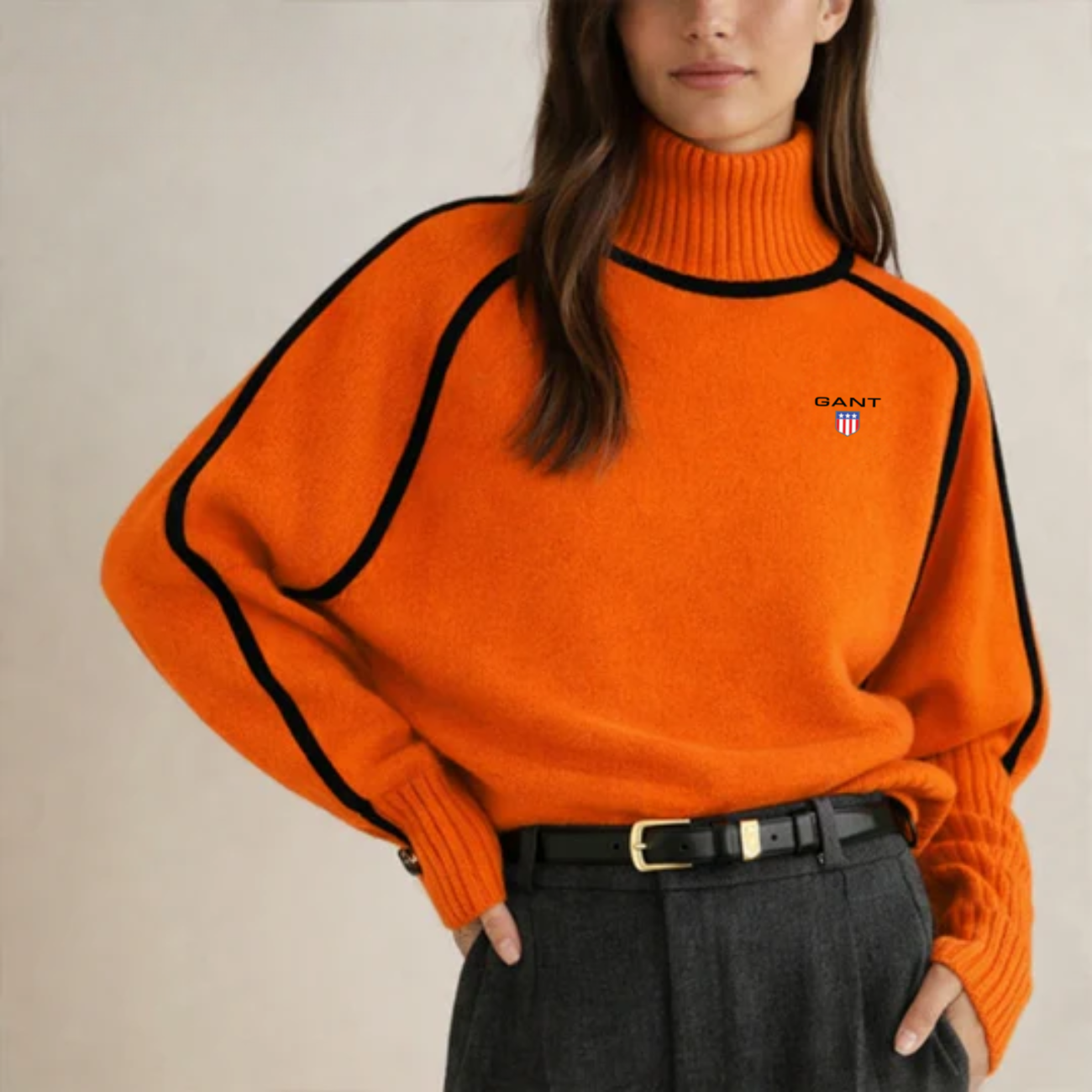 Elegant Kontraststickad Polotröja - Utförsäljning