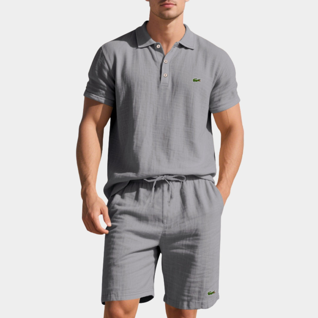 Avslappnad Polo- & Shortsset för Herr - LAGERRRENSNINGSPRIS