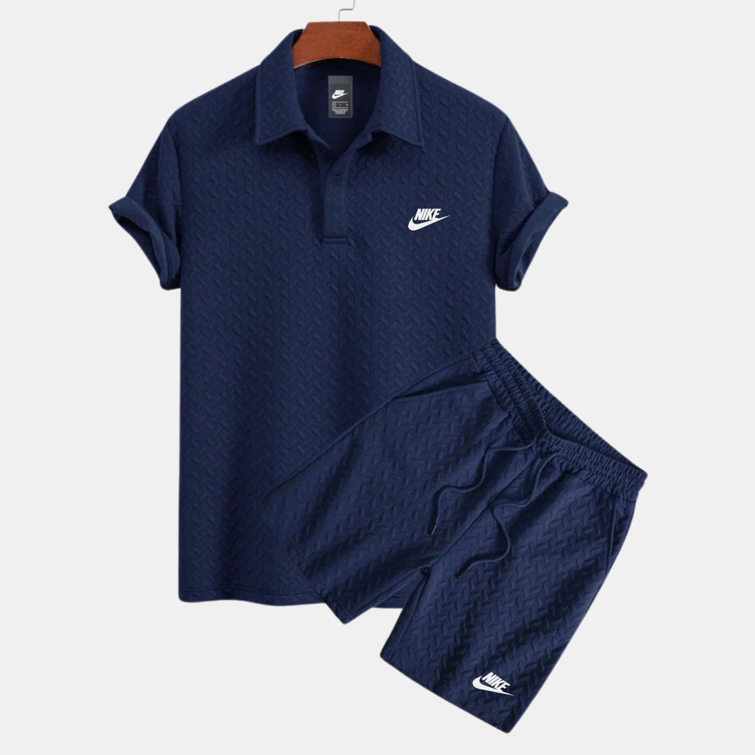 Texturerad Polo- och Shortsset - LAGERRRENSNINGSPRIS