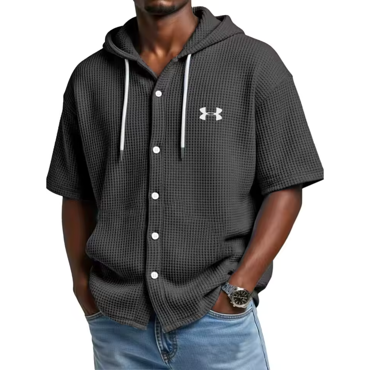 Waffelstickad Hybrid Performance Hoodie - Utförsäljning