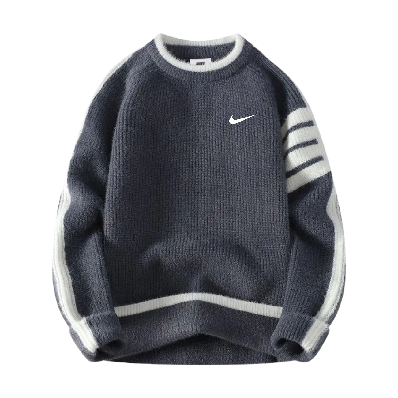 Klassisk Ribbad Crewneck Sweatshirt || Utförsäljning