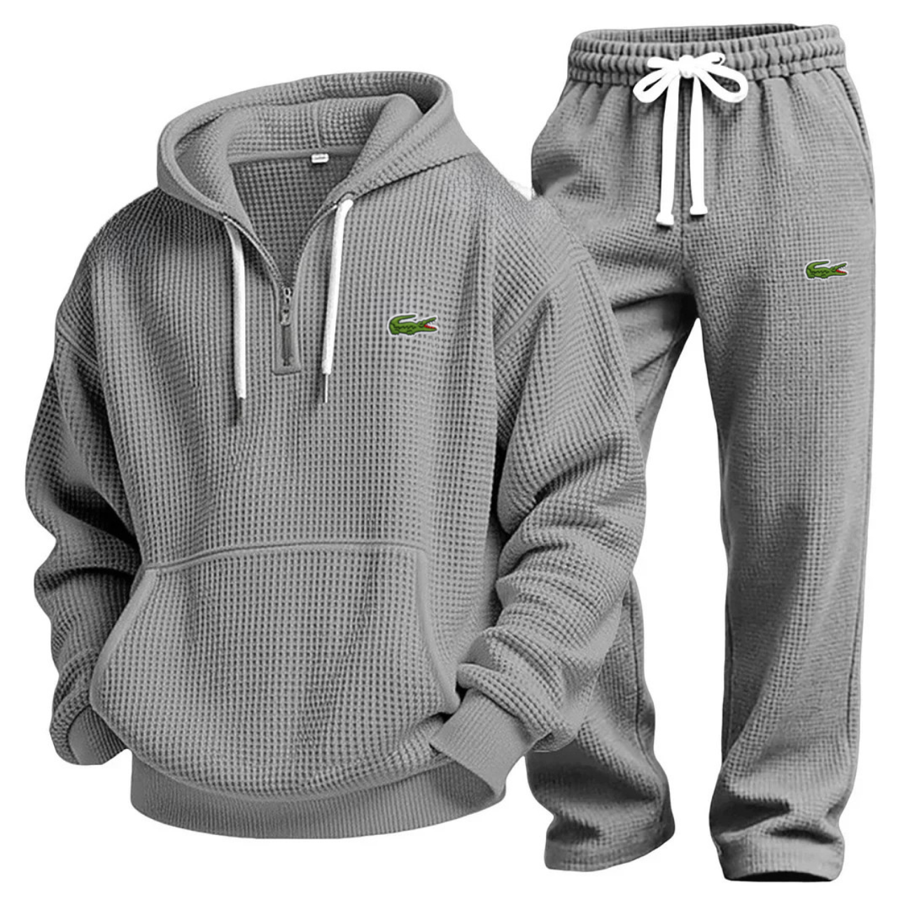 Prestandaset med Våffelstickad Hoodie och Joggingbyxa - Utförsäljning