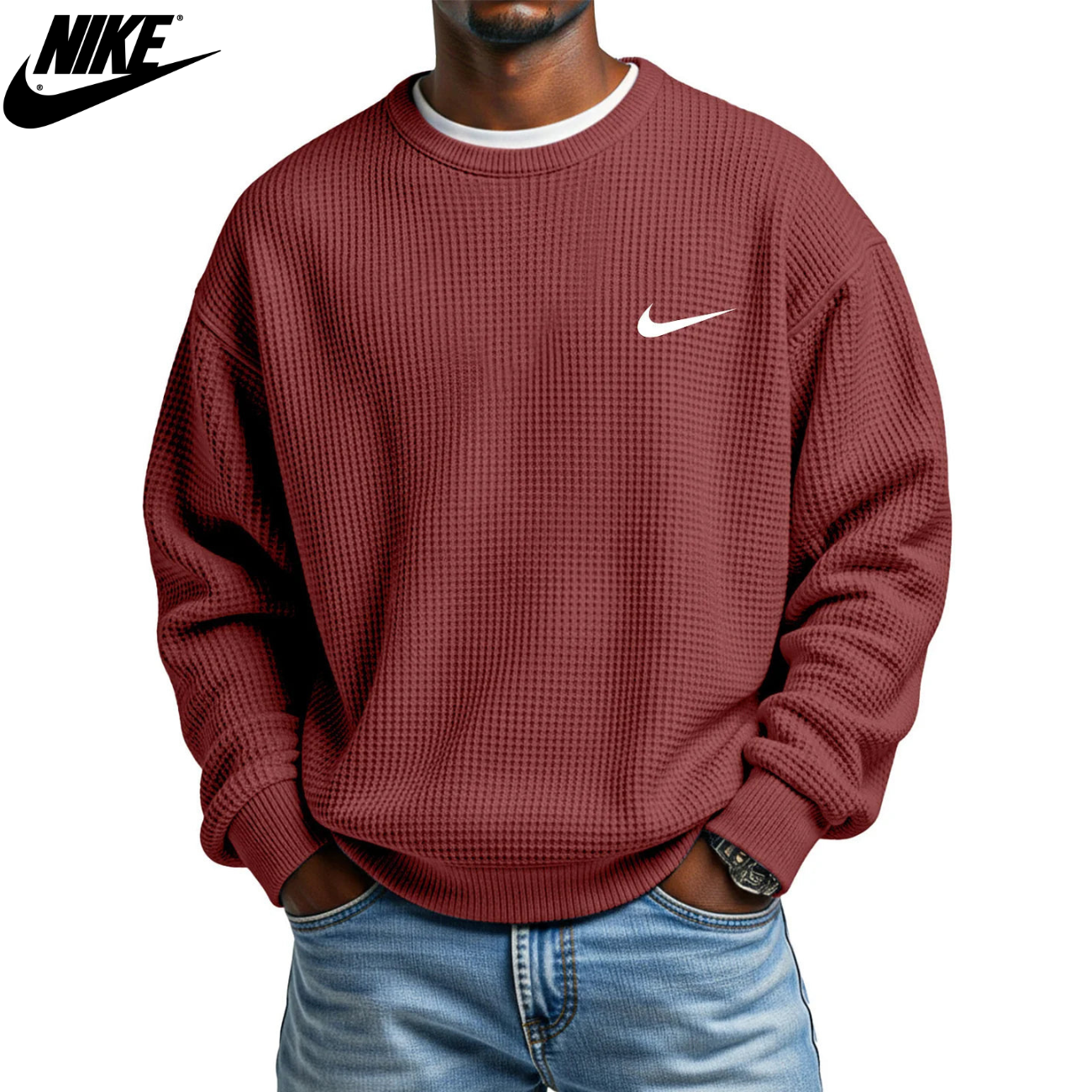 2026 Stickad Crewneck Sweatshirt – Utförsäljning