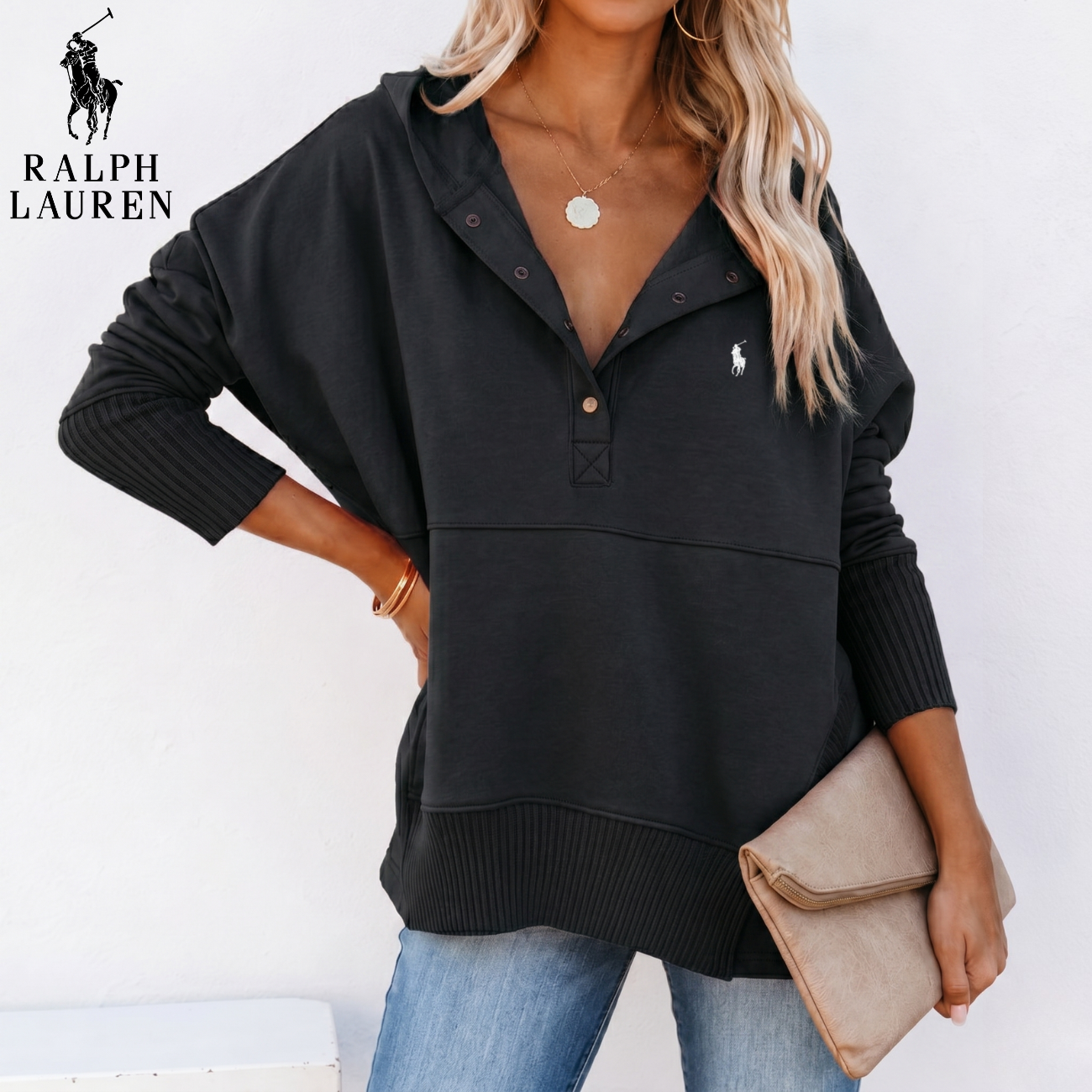 Oversized Snap-Neck Ribbad || Utförsäljning