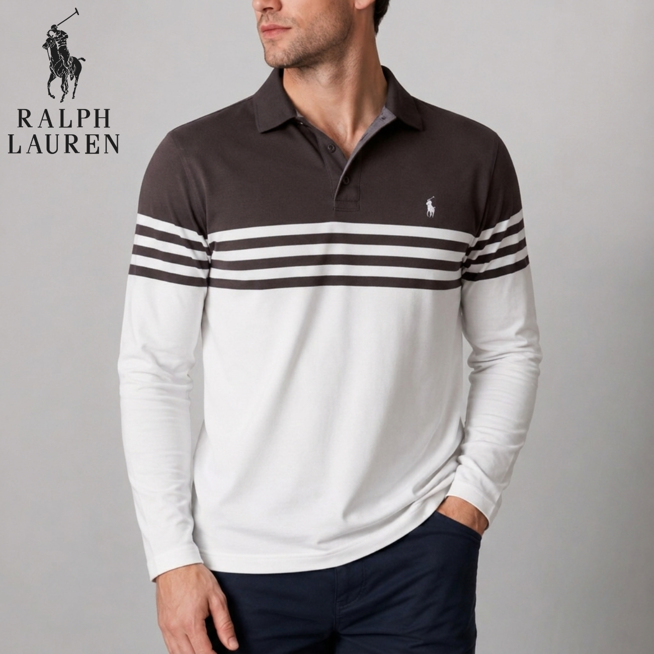 Long-Sleeve Stripe Polo || Utförsäljning