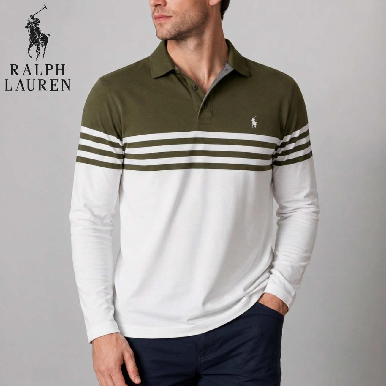Long-Sleeve Stripe Polo || Utförsäljning