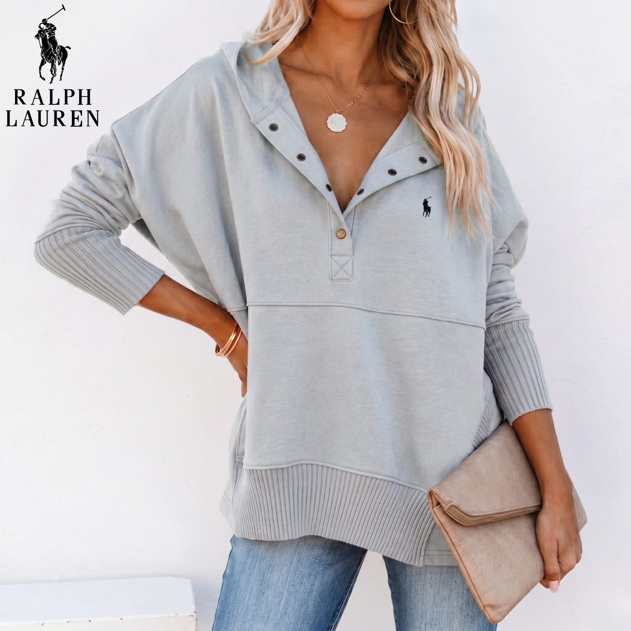 Oversized Snap-Neck Ribbad || Utförsäljning