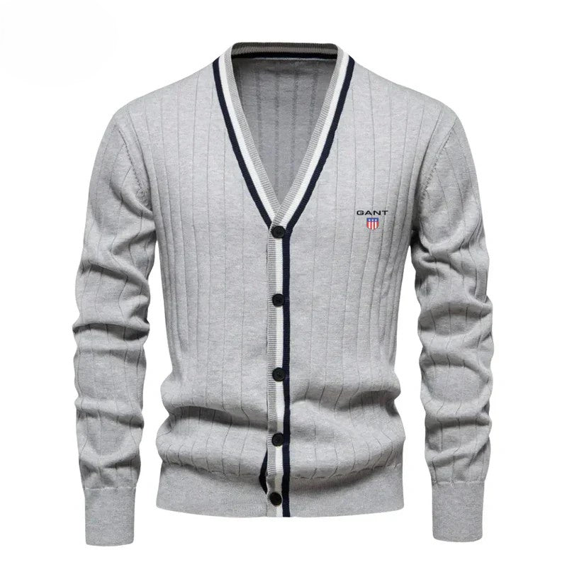 Tidlös Ribbad V-Hals Cardigan || Utrensningsrea