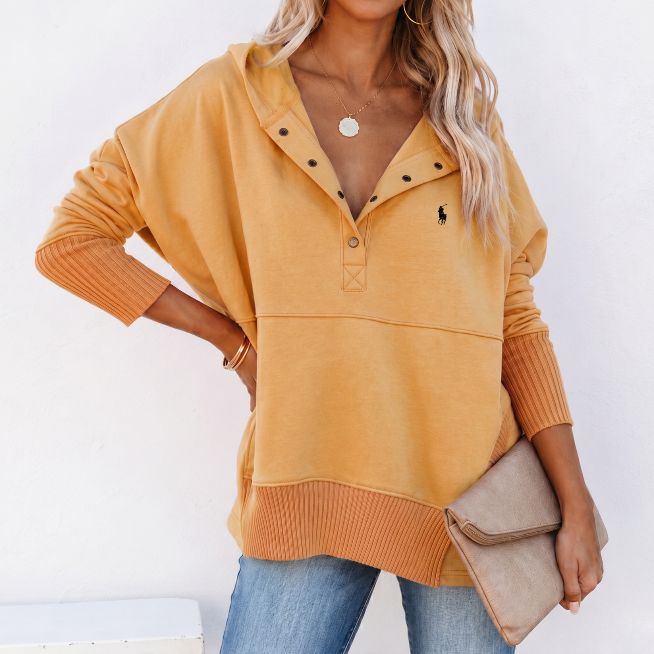 Oversized Snap-Neck Ribbad - Utförsäljning