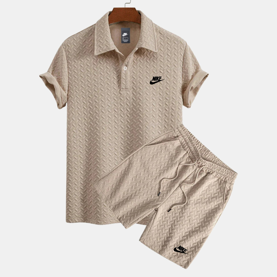 Texturerad Polo- och Shortsset - LAGERRRENSNINGSPRIS