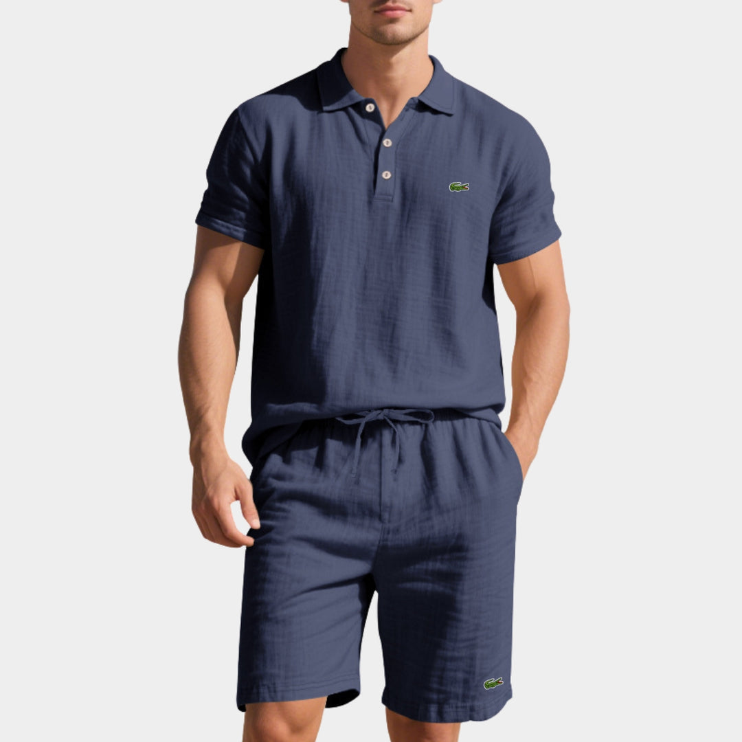 Avslappnad Polo- & Shortsset för Herr - LAGERRRENSNINGSPRIS
