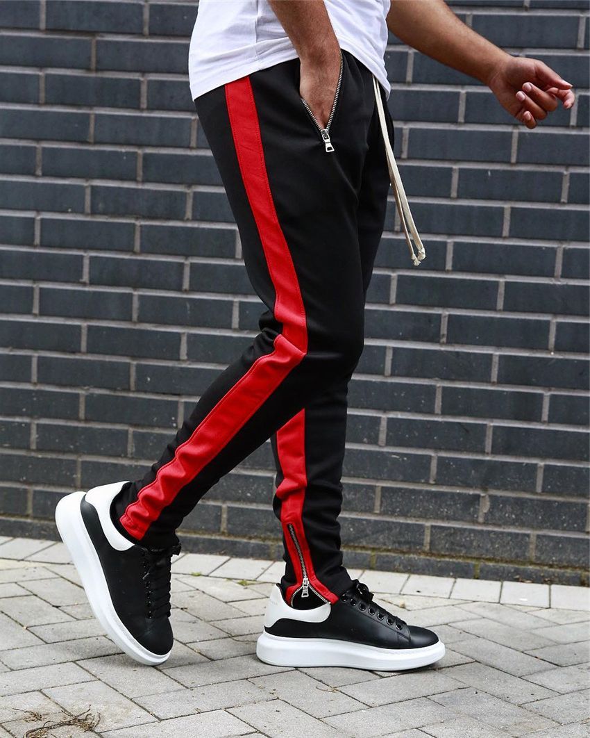 Tvåfärgade Joggingbyxor med Dragkedjor - Streetwearstil