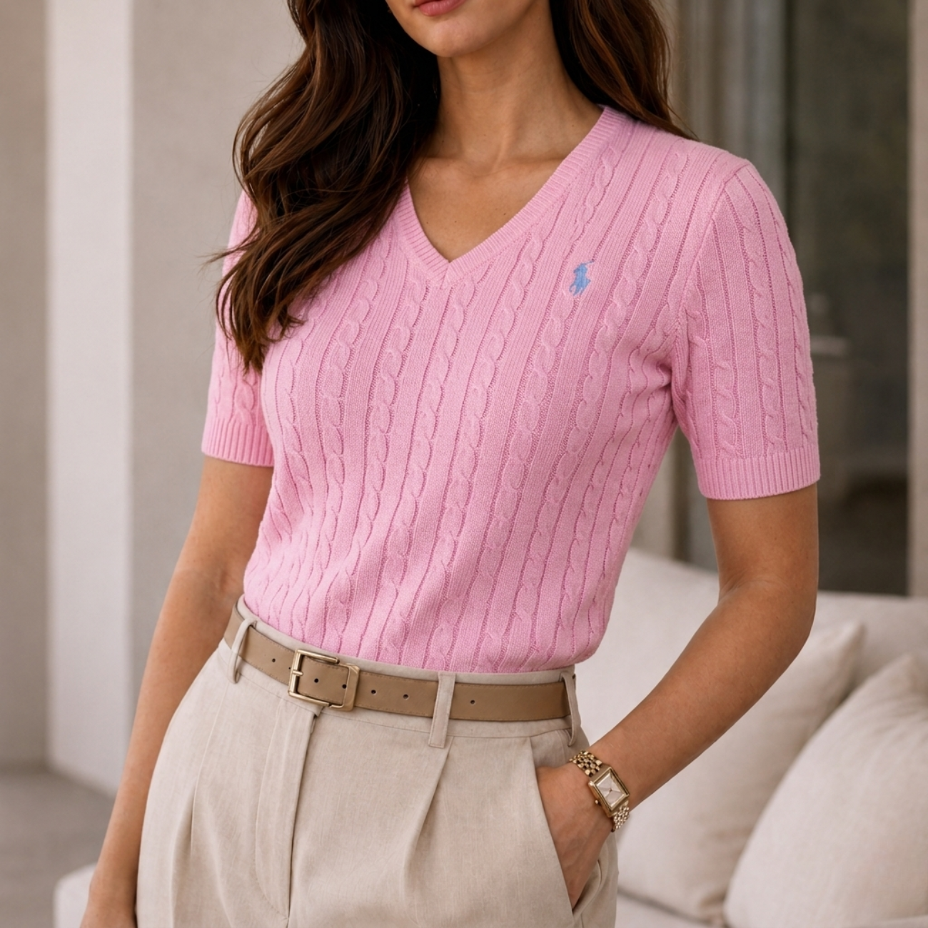 LuxeKnit V-ringad T-shirt - Utförsäljning