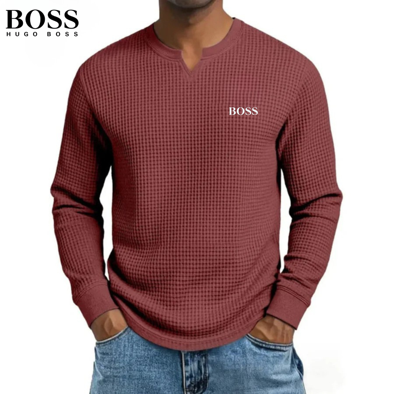 2026 Våffelstickad tröja i smart casual-stil || Begränsad Upplaga