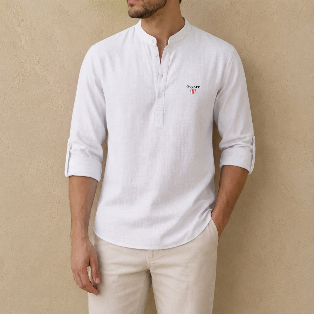 Linen Henley Skjorta - Utförsäljning