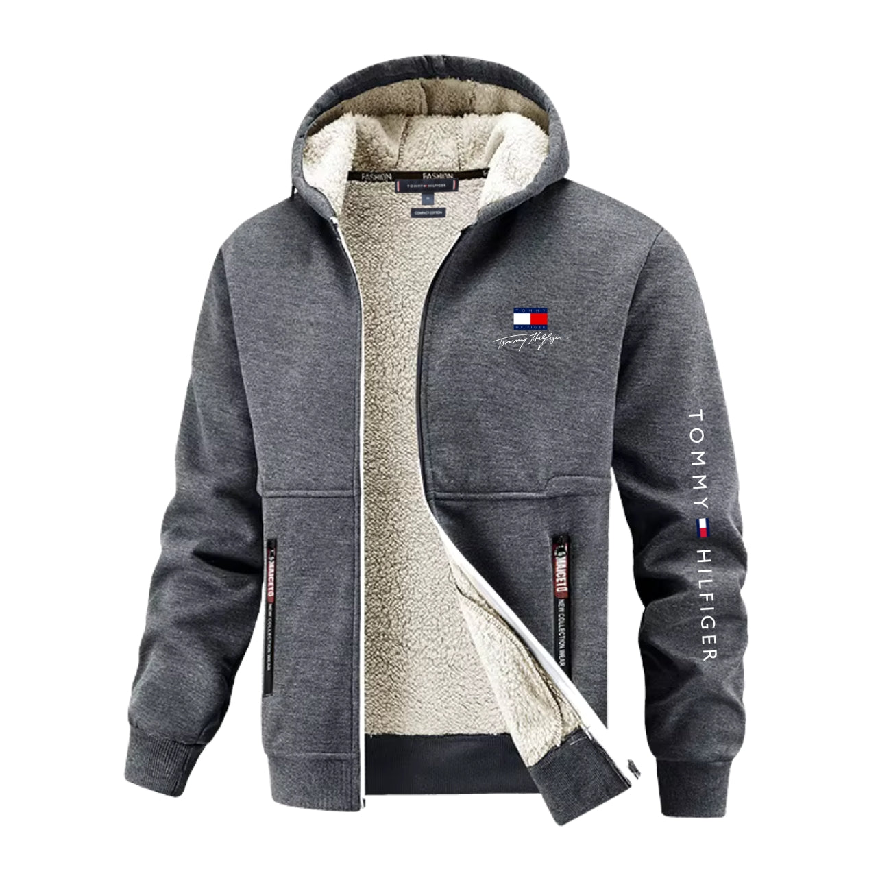 Zip-hoodie med sherpa-foder - Utförsäljning