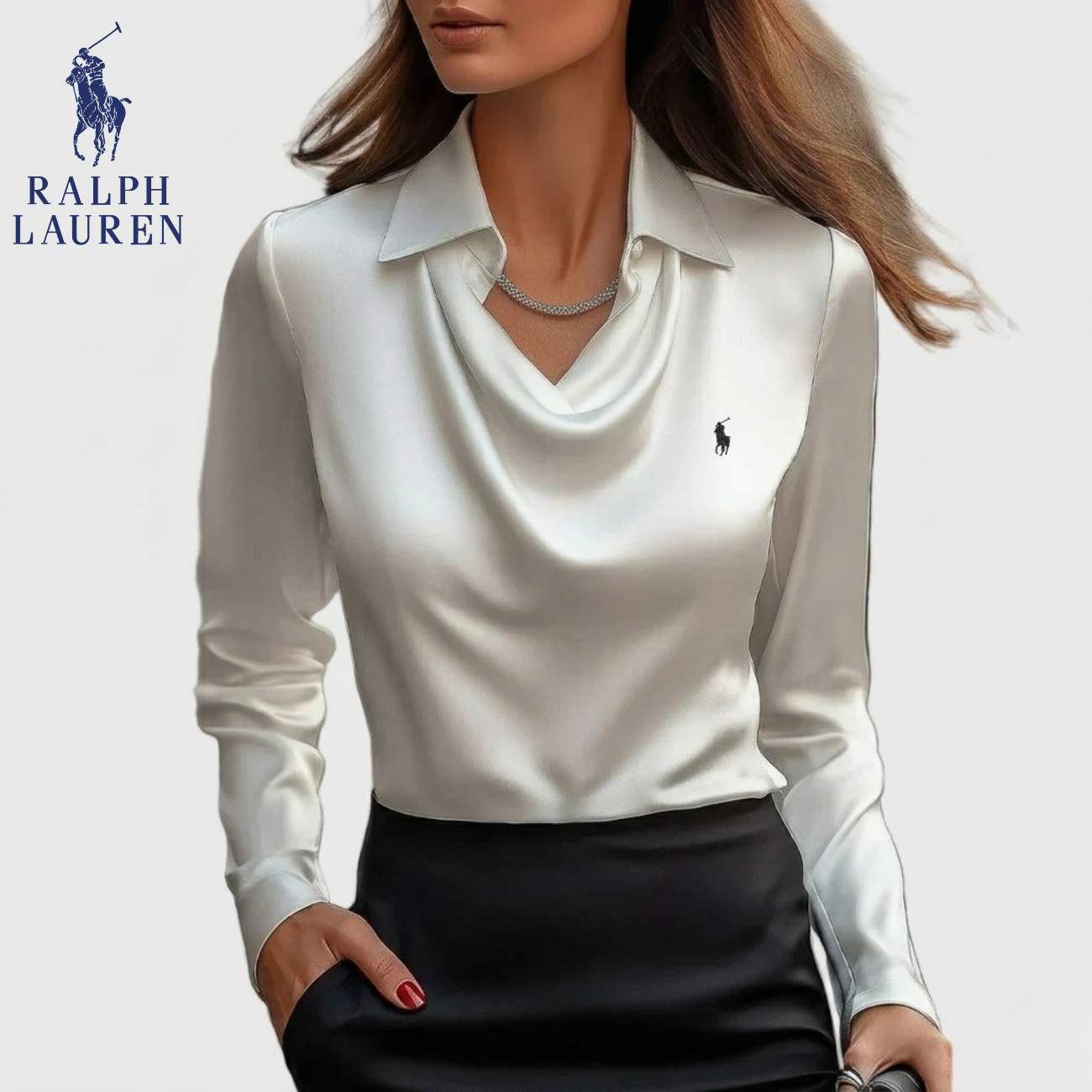 Elegant Satindraperad Blus || Utförsäljning