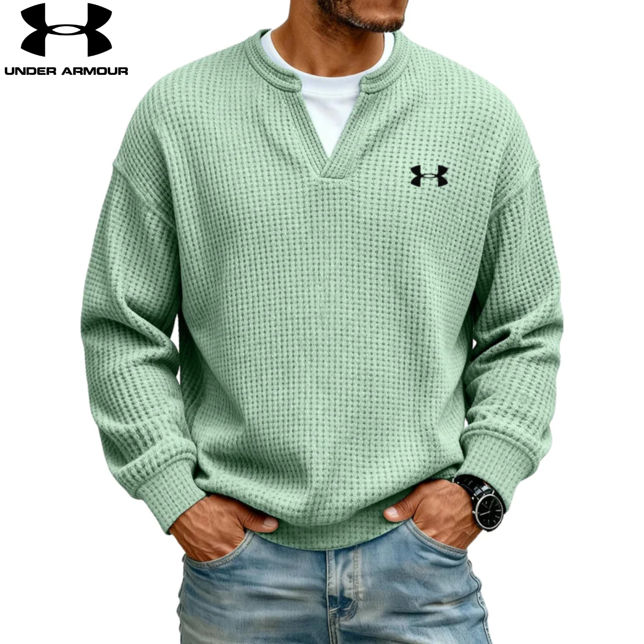 Strukturerad V-ringad Sweatshirt || UTFÖRSÄLJNING