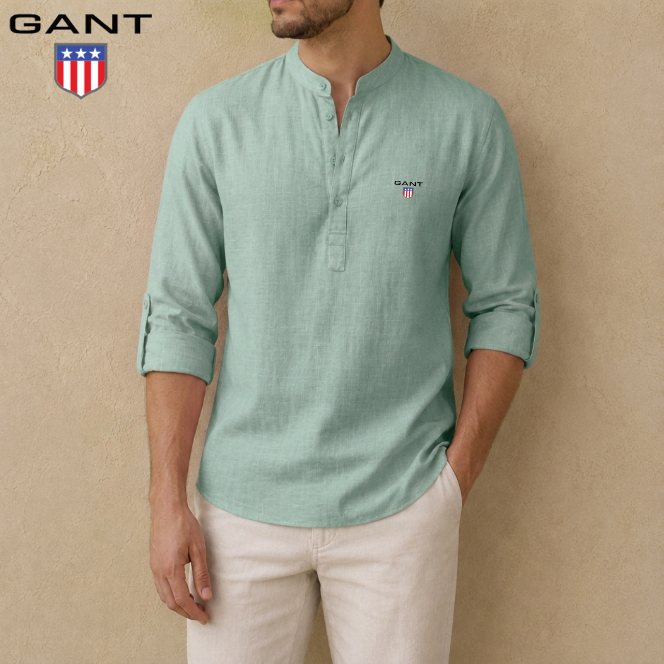 Linen Henley Skjorta || Utförsäljning