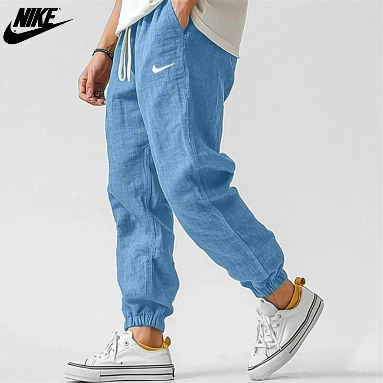 Relaxed Fit Linne Joggerbyxor || Utförsäljning