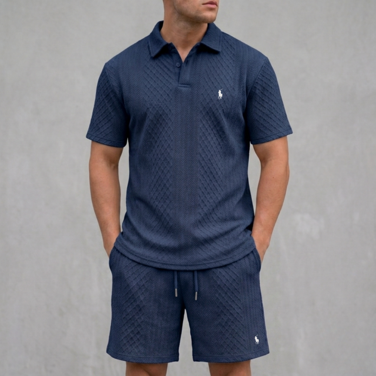 Stickad Pikétröja och Shorts Set - Utförsäljning