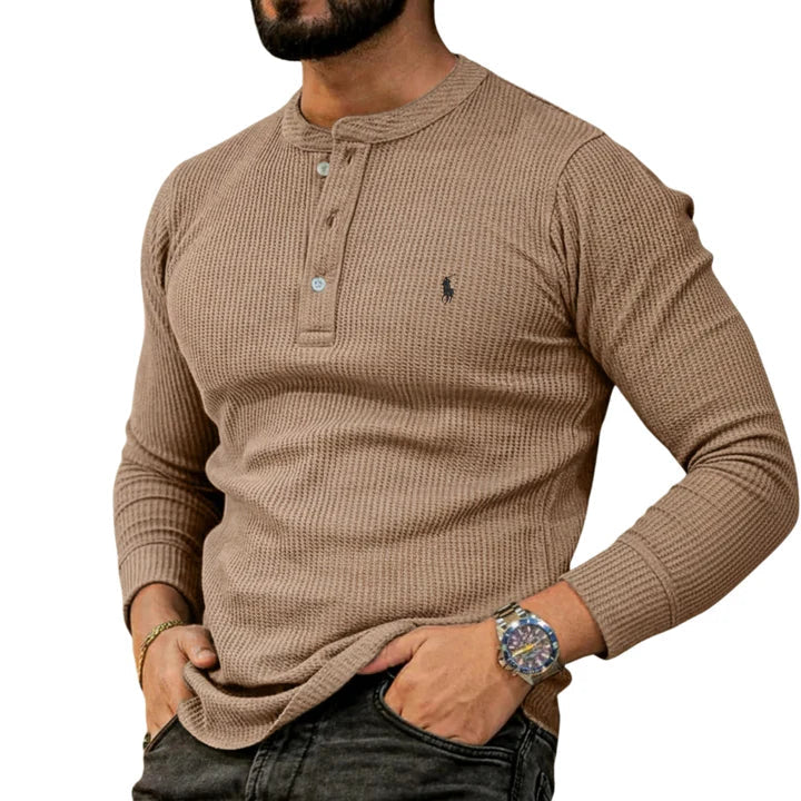 Casual Henley Långärmad Tröja - REA UTGÅENDE VAROR
