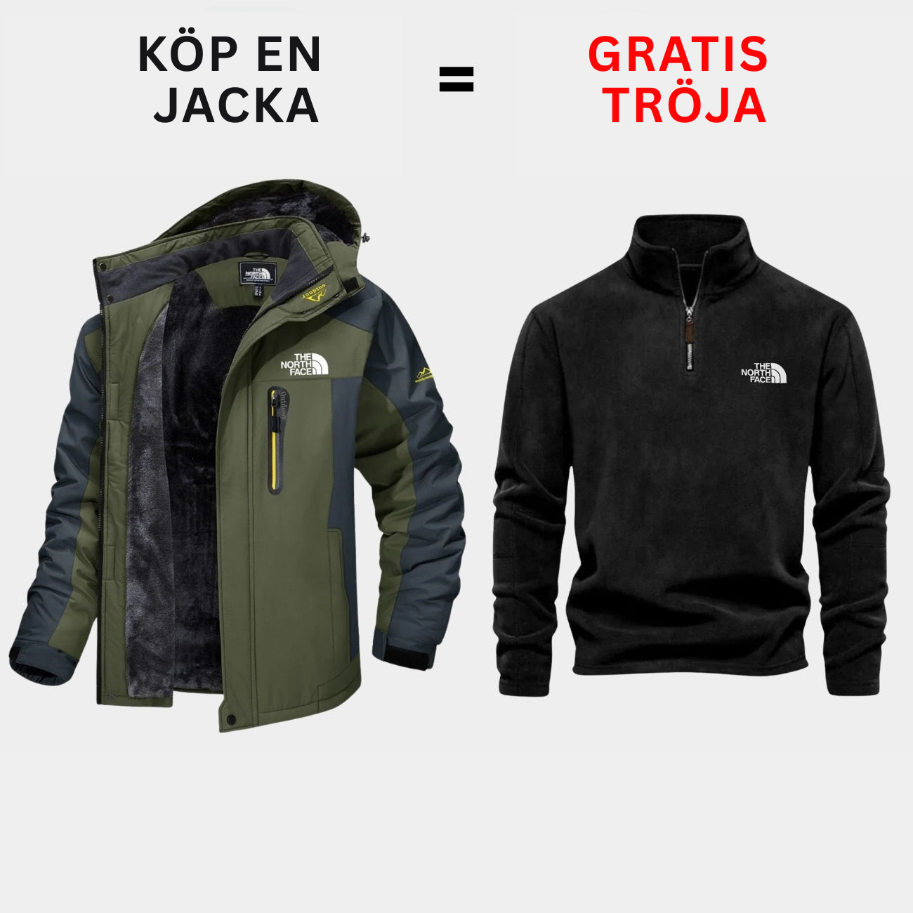 Isolerad utomhusjacka + Gratis tröja — Erbjudande under begränsad tid