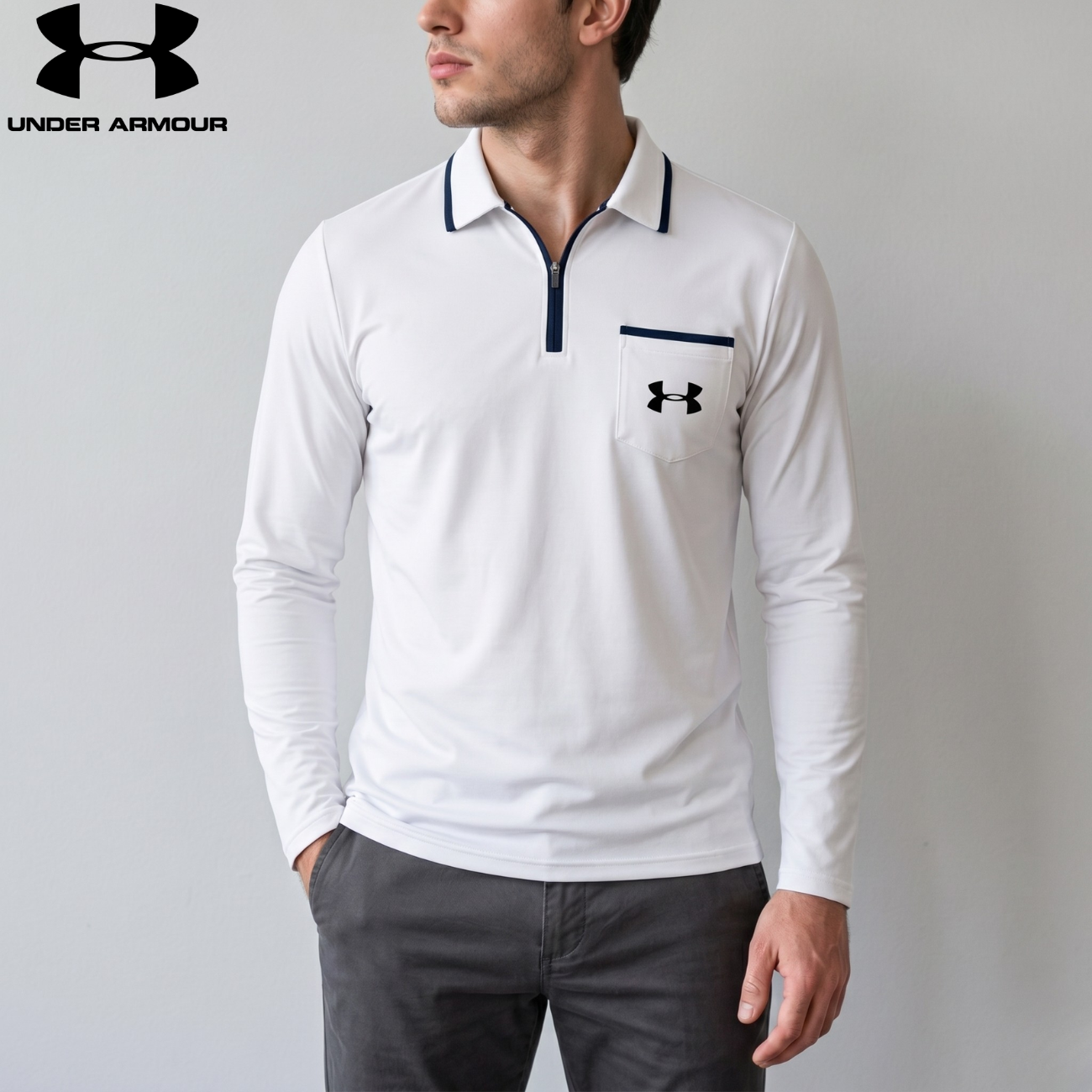 Quarter-Zip Långärmad Polo || Utförsäljning