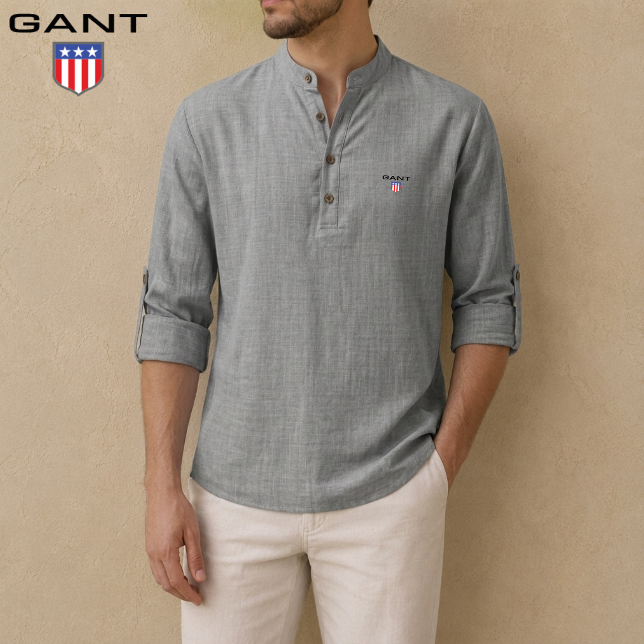 Linen Henley Skjorta || Utförsäljning