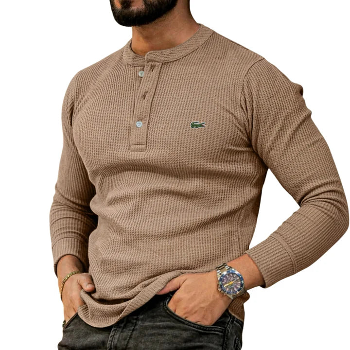 Casual Henley Långärmad Tröja - REA UTGÅENDE VAROR